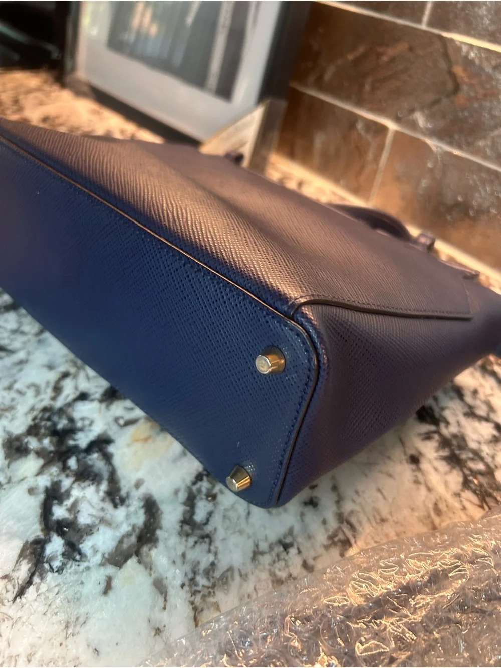 Furla Navy Textured Leather 2 way bag NWOT